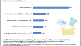 Top 5 der umsatzstärksten Online-Shops mit Hauptsegment Bekleidung in Deutschland (2021)