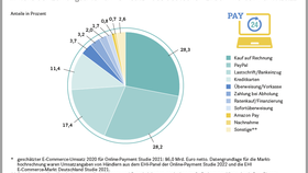 Umsatzanteile der Zahlungsarten im E-Commerce (2021)