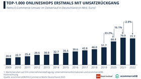 Gesamtumsatz der Top-1.000-Online-Shops (2012-2022)