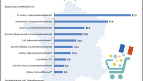 Top 10 der umsatzstärksten Vertriebslinien im stationären Einzelhandel in Frankreich 2025